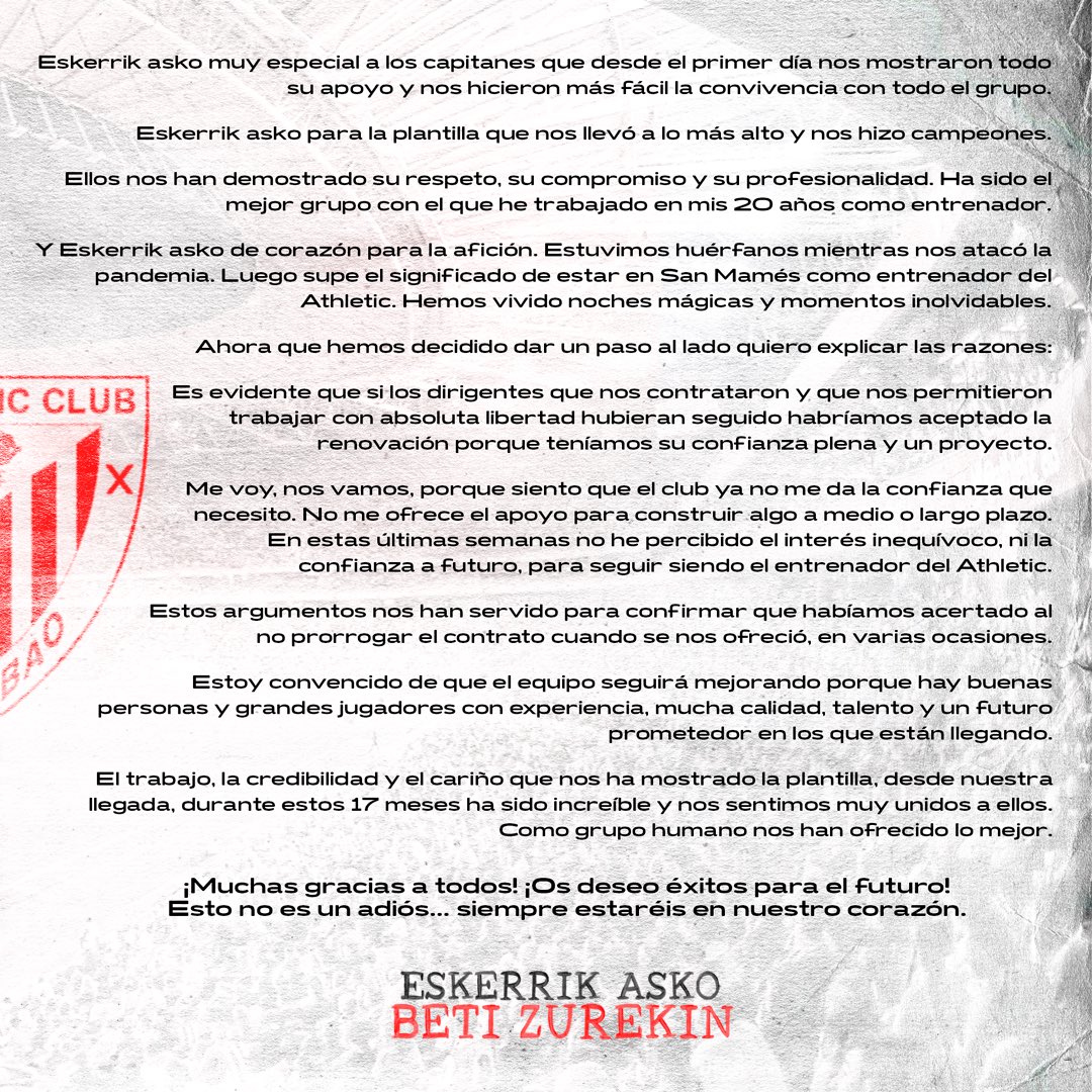 Muchas gracias <a href="/AthleticClub/">Athletic Club</a> 
Beti Zurekin ❤️