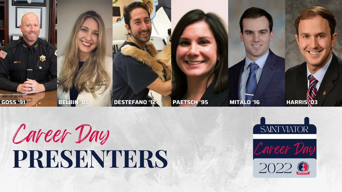 What a lineup we have, and it just keeps getting better!  Meet the presenters in Law Enforcement, Nursing, Healthcare, Law, Defense Engineering, and Armed Services/Business. 

saintviator.com/student-life/c…

#SVHSCareerDay #LionsForLife #Presenters