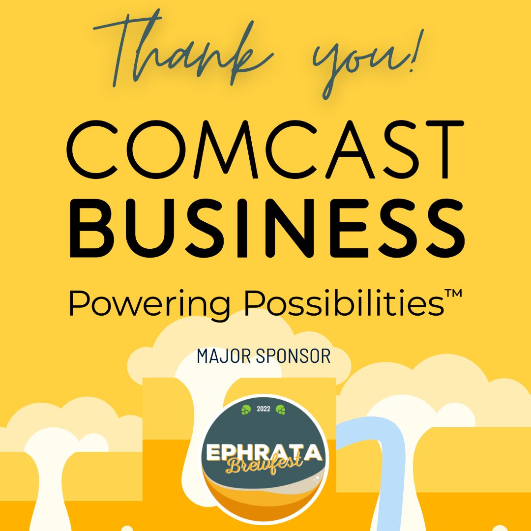 We're so happy to welcome COMCAST BUSINESS as a Major Sponsor for Ephrata Brewfest! Need tickets? Visit ephratabrewfest.com now!