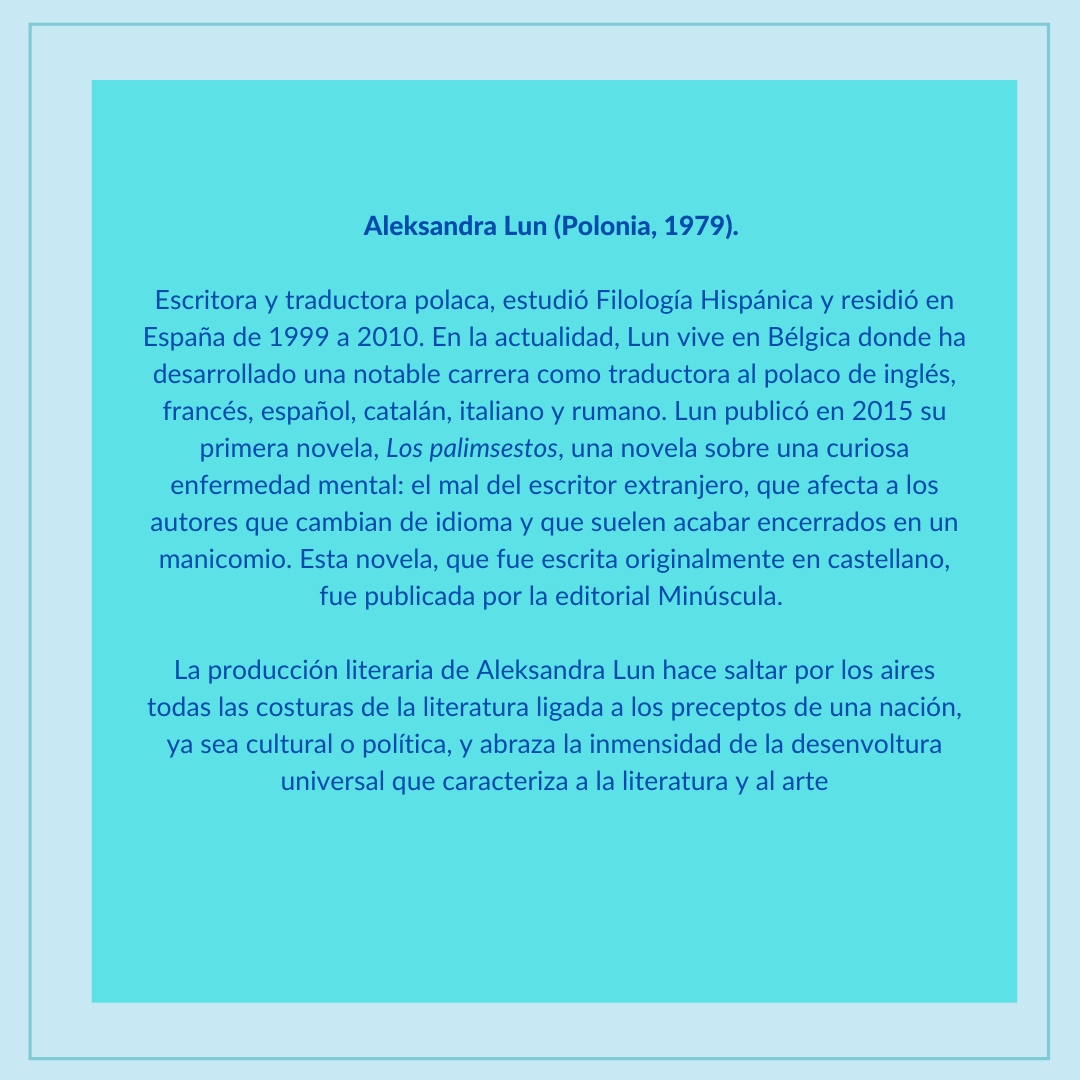 IC_Bruselas's tweet photo. #AleksandraLun (Polonia, 1979) estará con nosotros en Bruselas el 📆 08/06/2022 en el encuentro “El arte de las memorias. Escribir nuestros errores; imaginar nuestra salida”
#EULAT4CultureBE cuenta con el apoyo de #RIDCULT @SEGIBdigital @EUNIC_Global @EUNIC_Brussels
@eu_eeas https://t.co/4VOXVEX4n3
