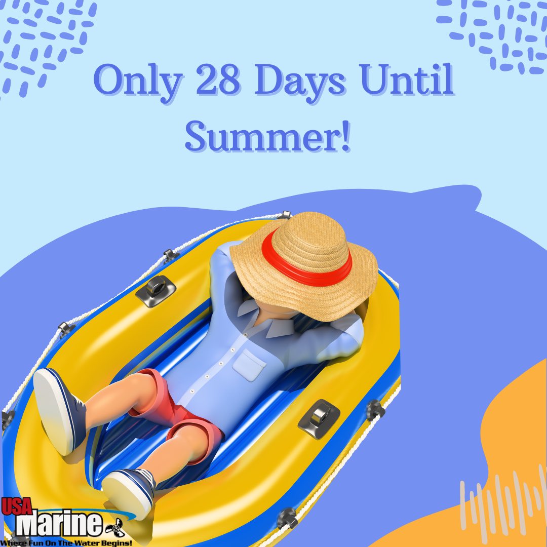 USAMarineInc1's tweet photo. 28 days until summer!!! 
Get ready to take this summer to another level starting with a stop at USA Marine! 

#boat #pontoon #lake #summer https://t.co/AgB1zI9zs9