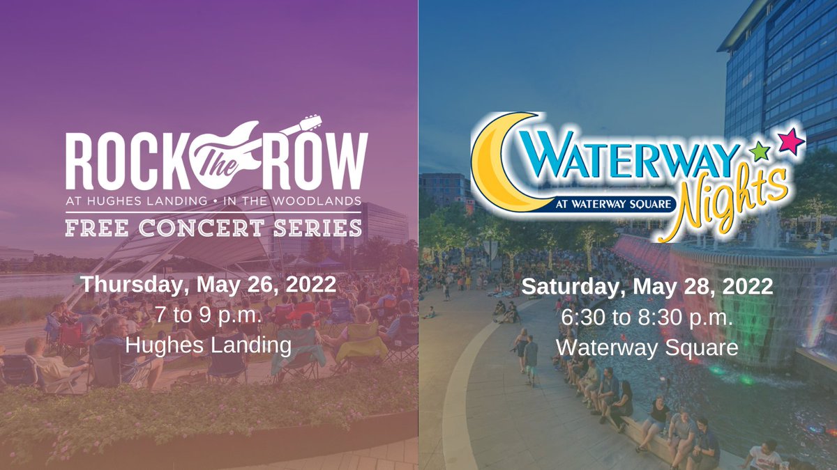 TheTownshipTX's tweet photo. This week, 𝗖𝗵𝗮𝗿𝗹𝗶𝗲 𝗮𝗻𝗱 𝘁𝗵𝗲 𝗥𝗲𝗴𝗿𝗲𝘁𝘀 (Alt-Country/Americana) perform at #RockTheRow on Thursday, May 26 and 𝗧𝗶𝗺𝗲 𝗪𝗮𝗿𝗽 (80s, 90s &amp; Today's Hits) plays at #WaterwayNights on Saturday, May 28! 🎶 https://t.co/DkVPwUALNY