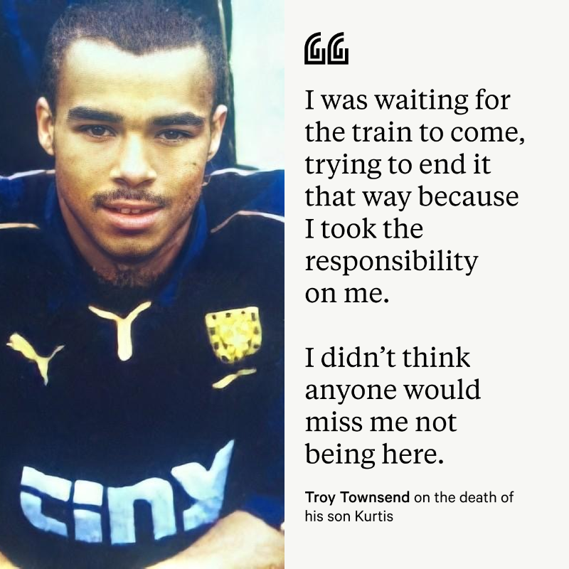TheAthleticFC's tweet photo. In 2001, Troy Townsend's son Kurtis was killed in a car crash on his way to a match.

@Towno10 sat down with @KellyCates and @GeoffThomasGTF to discuss how he coped with the tragedy.

🎙️ 𝗧𝗛𝗘 𝗠𝗢𝗠𝗘𝗡𝗧