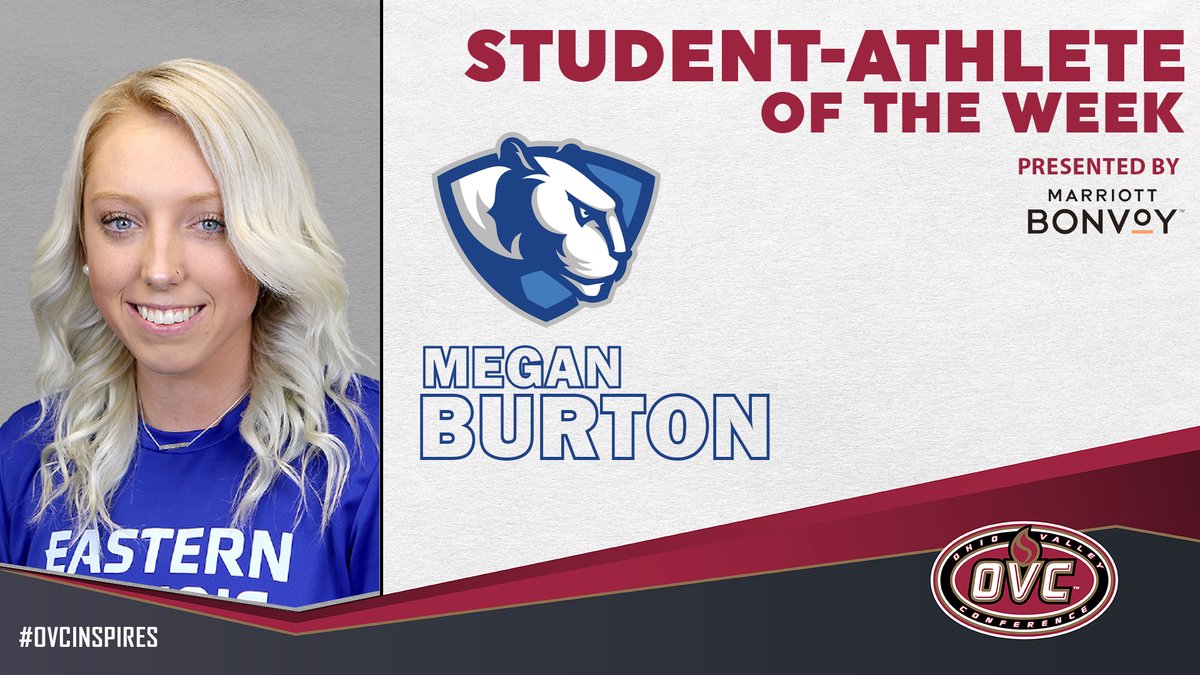 OVCSports's tweet photo. Our @MarriottBonvoy OVC Student-Athlete of the Week is @EIU_Softball SS Megan Burton (@MB_4_3)

Last year she was named an OVC Scholar-Athlete &amp; earned the OVC Academic Medal of Honor for her work in the classroom.

https://t.co/bOq0uWiO81

#OVCinspires | @EIU_Panthers https://t.co/kUk4TSlMXx