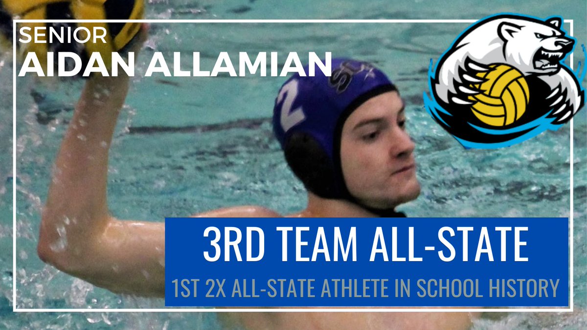 SCBoysWP's tweet photo. #AllState Congrats to SR. Aidan Allamian for being recognized by @ILLWaterPolo as 3rd Team All-State!! This honor makes Aidan the 1st St. Charles Water Polo player named twice to the All-State teams.  Congrats on a fantastic year! @illpolo @STCNSports @SCNBoosters @JakeBartelson https://t.co/B8oV8hl54m