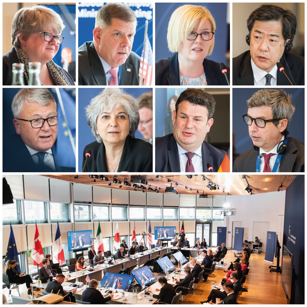 BMAS_Bund's tweet photo. What's needed for tomorrow's jobs? How can we ensure working conditions are safe &amp; healthy int the future? How do we involve all social groups to achieve acceptance in society &amp; strengthen social cohesion? - topics during #G7GER Labour &amp; Employment Ministers' Meeting. #LEMM22 https://t.co/iVybRpwM8M