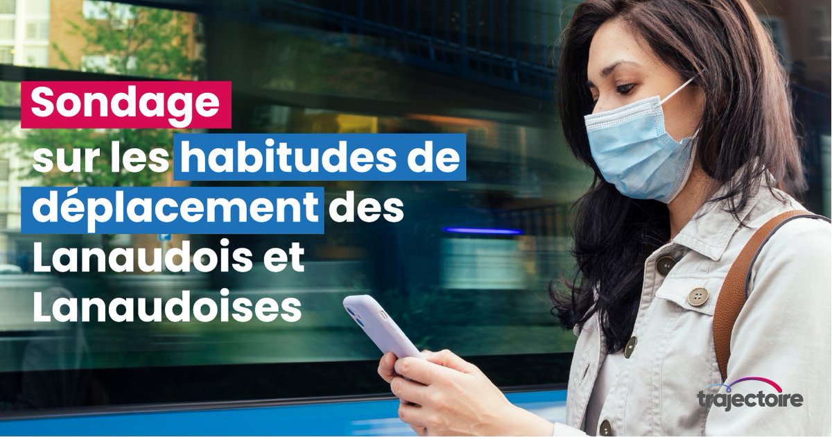 📣 Trajectoire désire sonder les Lanaudois et Lanaudoise afin de connaître leurs perceptions, les différents enjeux, les freins à l’utilisation et les bons coups liés aux services de transport collectif.

👉 fr.surveymonkey.com/r/H9D38C5