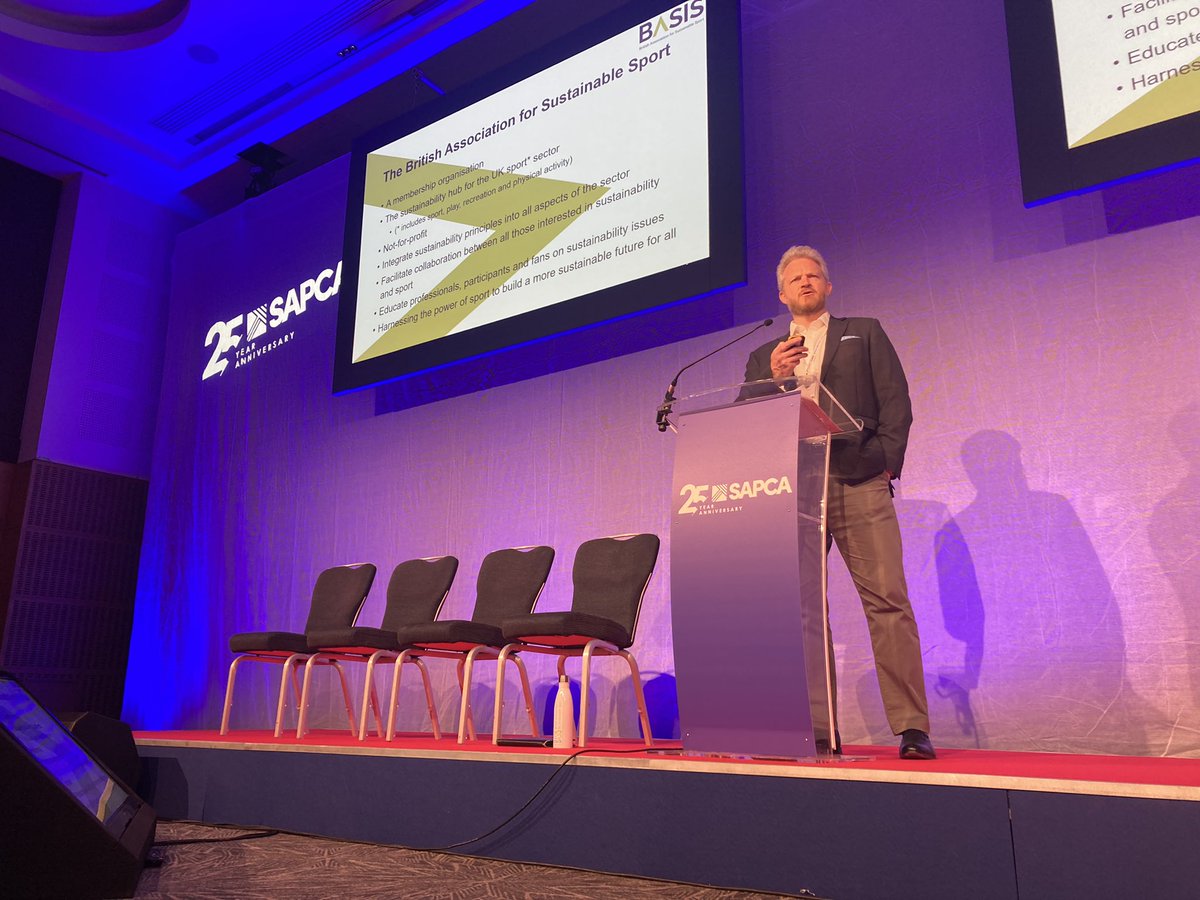 "Climate change is already here. And it's affecting sports too -  from damage to infrastructure through extreme weather, to disruption to events due to unbearable temperatures and air quality." - Dr. Russell Seymour, CEO of <a href="/BASIS_org/">BASIS 🌍</a>  #SAPCA25 #climatechange #ClimateCrisis