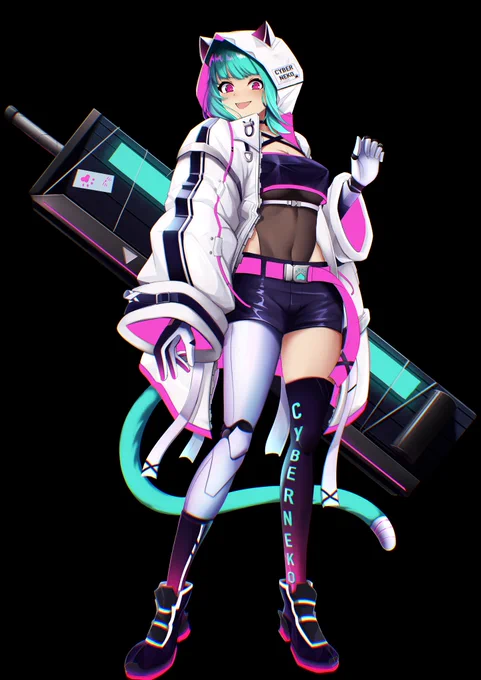 C Y B E R N E K O 
New oc, first I've made in a long time. 