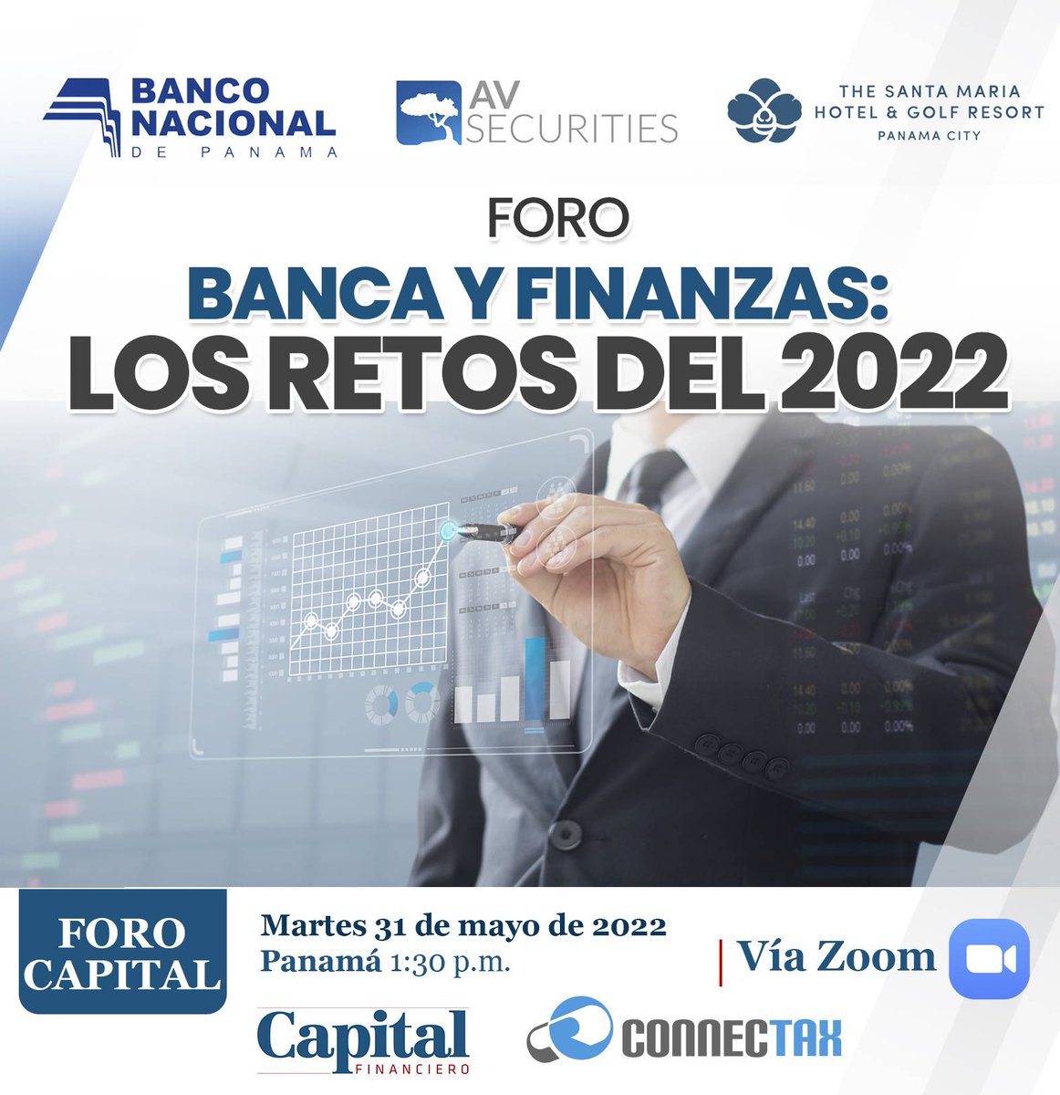 ElCFPanama's tweet photo. Te invitamos al #ForoCF Banca y Finanzas: Los retos del 2022
31 de mayo
1:30 p.m. (Hora Panamá)
Patrocinado por:
@banconalpa
@avsecurities
Hotel Santa Maria Luxury Collection Hotel & Golf Resort
Inscríbete gratis: https://t.co/0uar3jMHSE https://t.co/vzrjo6Aob0 https://t.co/Z8KpdEHDMH