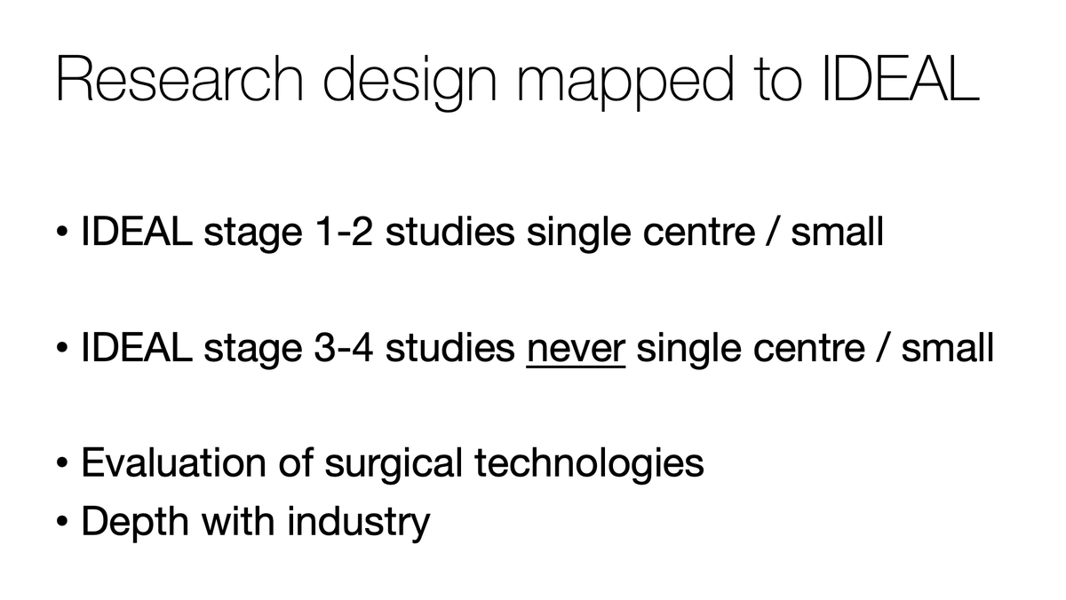 James Glasbey 🇪🇺 (@drjamesglasbey) on Twitter photo All research designs for #TRC should be mapped to IDEAL
Small scale, non-randomised great for IDEAL 1-2a/b
Get CTUs onboard for IDEAL 3 <a href="/NatalieBlencowe/">Natalie Blencowe</a> <a href="/AngusGKMcNair/">Angus McNair</a> <a href="/McCullochP/">Peter McCulloch</a>
Can we deepen collaborations with industry? ✅
(8/20) All research designs for #TRC should be mapped to IDEAL
Small scale, non-randomised great for IDEAL 1-2a/b
Get CTUs onboard for IDEAL 3 <a href="/NatalieBlencowe/">Natalie Blencowe</a> <a href="/AngusGKMcNair/">Angus McNair</a> <a href="/McCullochP/">Peter McCulloch</a>
Can we deepen collaborations with industry? ✅
(8/20)