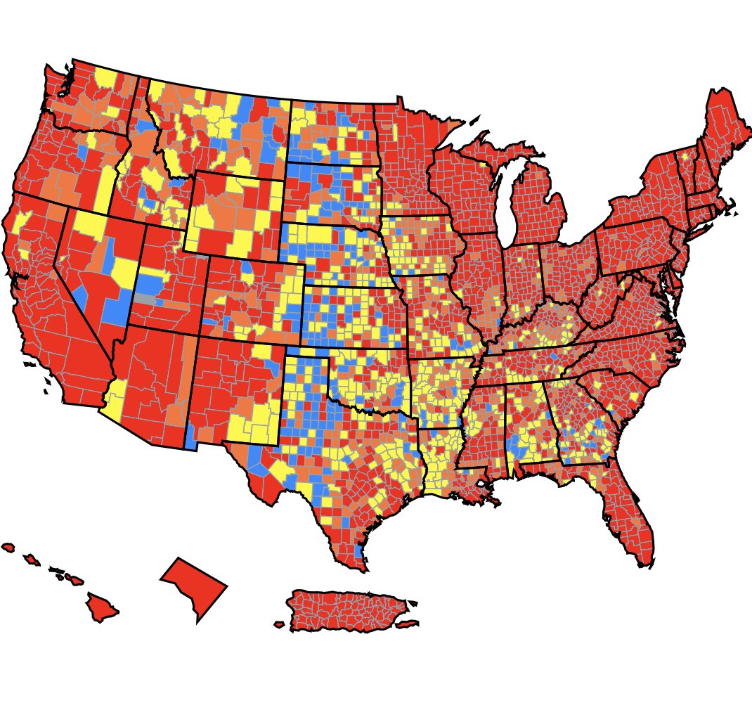 SARS-CoV-2 is surging rapidly in the US. Hospitalizations are up 30% compared to last week. Community spread is going bonkers. This is not a drill 🚨 cases are going to increase substantially, and will be hard to detect due to extreme low testing rates.