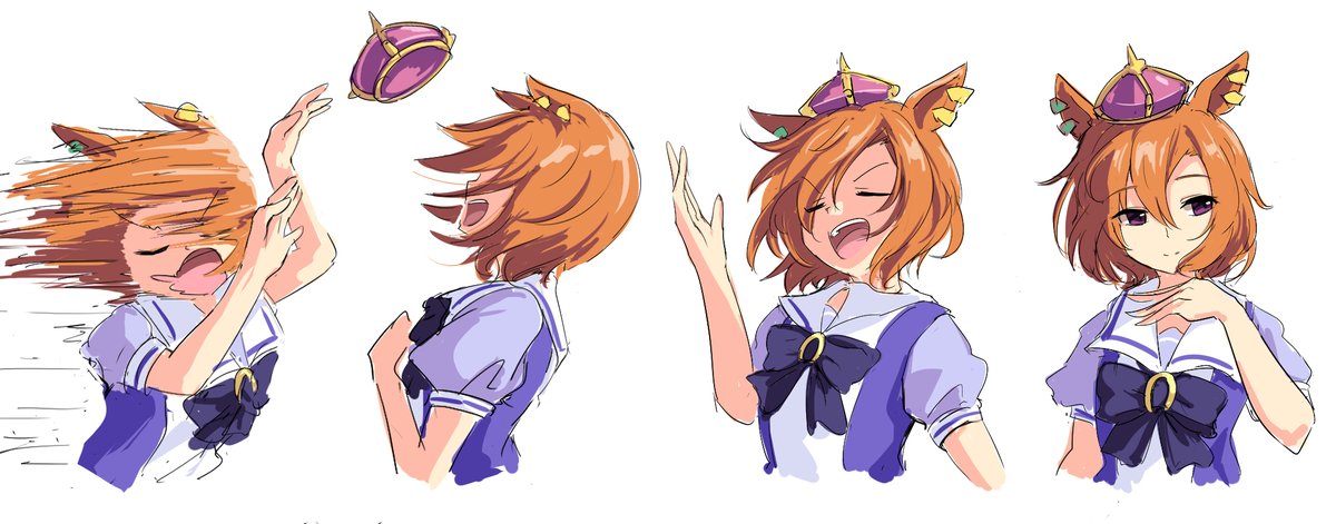 1girl animal ears horse ears crown tracen school uniform multiple views school uniform  illustration images