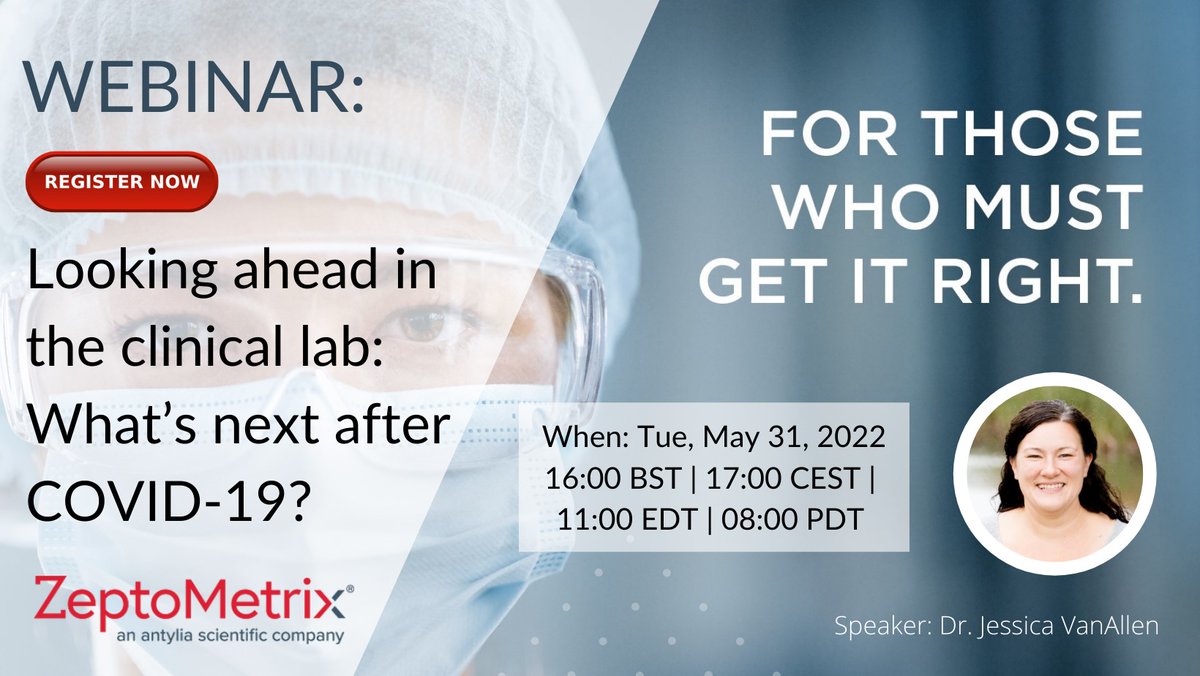 Join our webinar on May 31st and learn how ZeptoMetrix, an Antylia Scientific Company can help laboratories expand their testing menus and move forward after COVID-19.

Register here: lnkd.in/gVSWwWEV