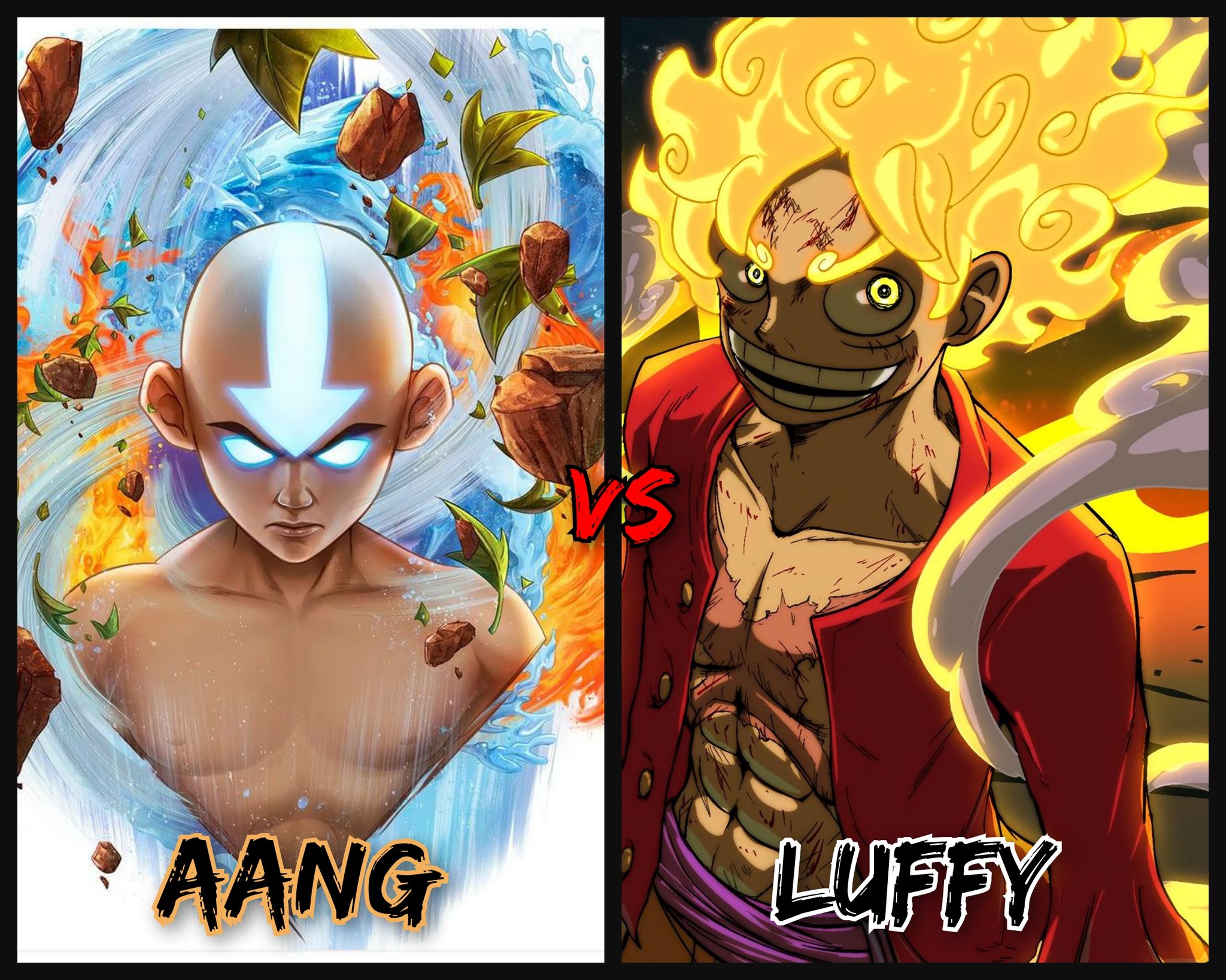 Avatar State Aang vs Awakened Luffy - Hai nhân vật mang tính biểu tượng của thế giới anime và manga đối đầu nhau! Bạn sẽ chọn ai để chiến đấu? Avatar State Aang - pháp sư sinh học mạnh mẽ - hay Awakened Luffy - thuyền trưởng tinh thần hết sức kiên cường? Hãy xem và suy ngẫm về sự phản ánh của cuộc chiến này đối với cuộc sống và thế giới xung quanh chúng ta.