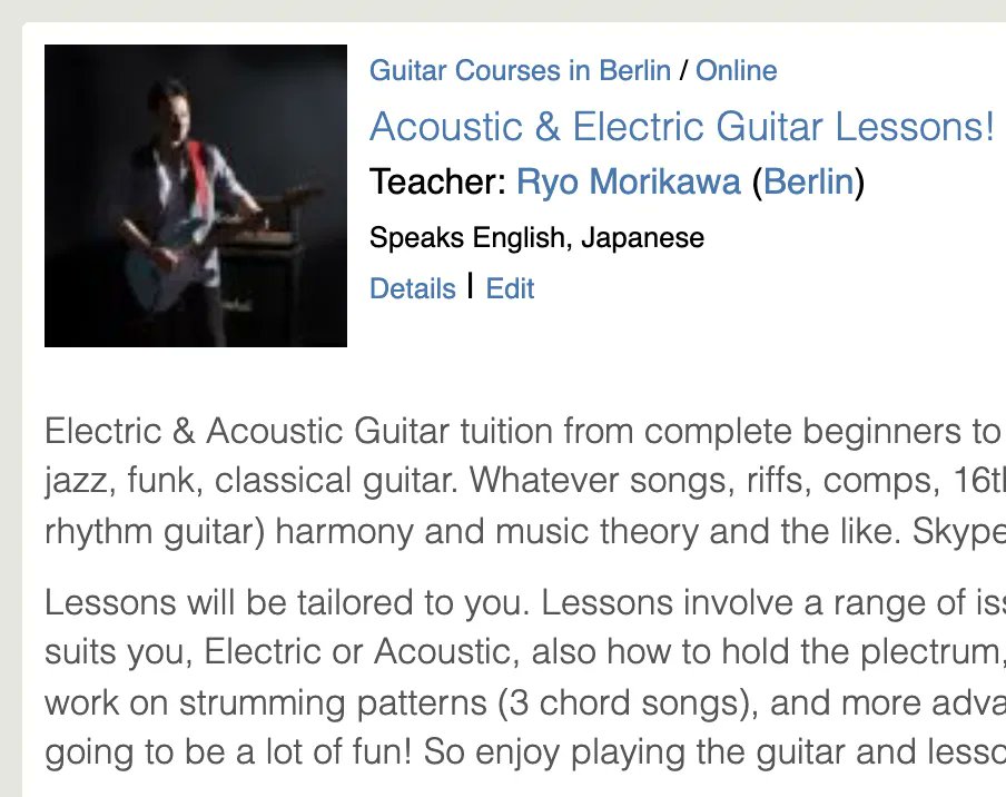 MLCafe's tweet photo. Ryo Morikawa teaches 🎸 guitar and ukulele in Berlin or online! https://t.co/csL3bMnLWw https://t.co/TGNXzFHpif