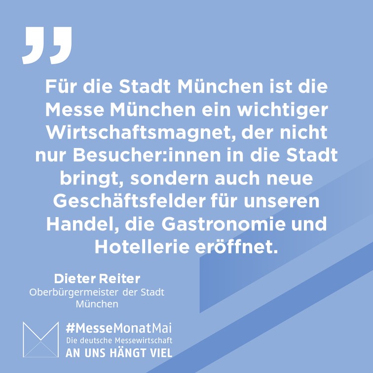 Das #Messegeschäft ist wieder in vollem Gange!
Wie wichtig die Messe München auch für den #Wirtschaftsstandort München ist, betont Oberbürgermeister Dieter Reiter in seinem Statement zum #Messemonatmai.
Credits: (c) Michael Nagy/Presseamt
