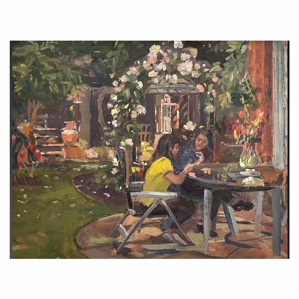 CEopenstudios's tweet photo. @alanlancasterpleinair Two girls having coffee in a garden, Belsize Park
#belsizepark #oilpainting #hampstead #gardenpaintings #crouchend #muswellhill #belsizevillage #belsizeparkvillage #instaart #londonscenes #hellonorthlondon #highgate #blossomtrees… https://t.co/HiOwICkzq7 https://t.co/7gU241DVPf