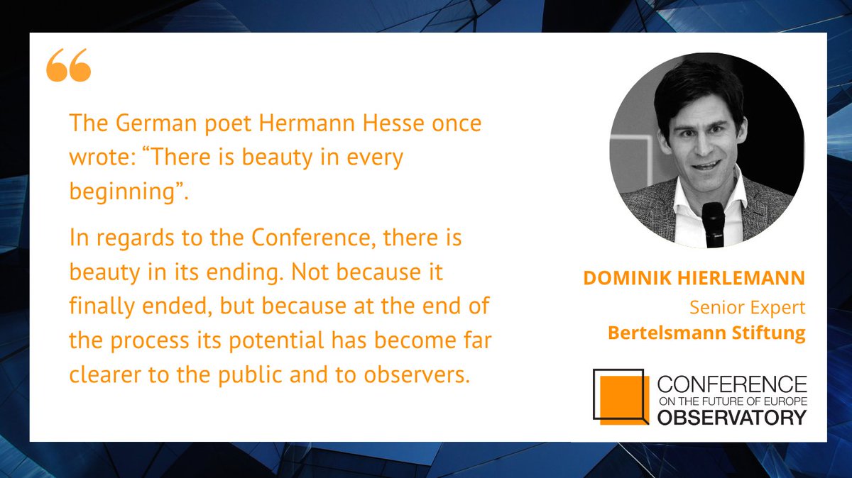 Conf_Observ's tweet photo. Live from #ConferenceConversations, @DHierlemann (Senior Expert at @BertelsmannSt) speaks about the end of the #CoFoE 🎙️ https://t.co/SR3W6Uk8Bb