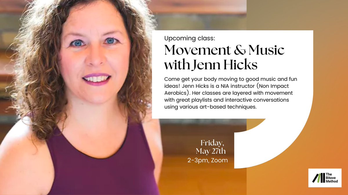 thebitovemethod's tweet photo. Join us THIS FRIDAY online for Jenn Hick's Movement and Music class! End your week with a fun, engaging session full of movement and good tunes.

Sign up here: https://t.co/R7ZktzPuSp https://t.co/tt329xOrf2