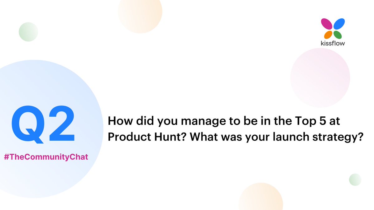 KFCommunitySW's tweet image. Congrats on your recent Product Hunt Launch Social Champ 2.0.

Q2:How did you manage to be in the Top 5 at Product Hunt? What was your launch strategy? @AshmalurRehman
#TheCommunityChat #TuesdayChat #TwitterChat #livenow