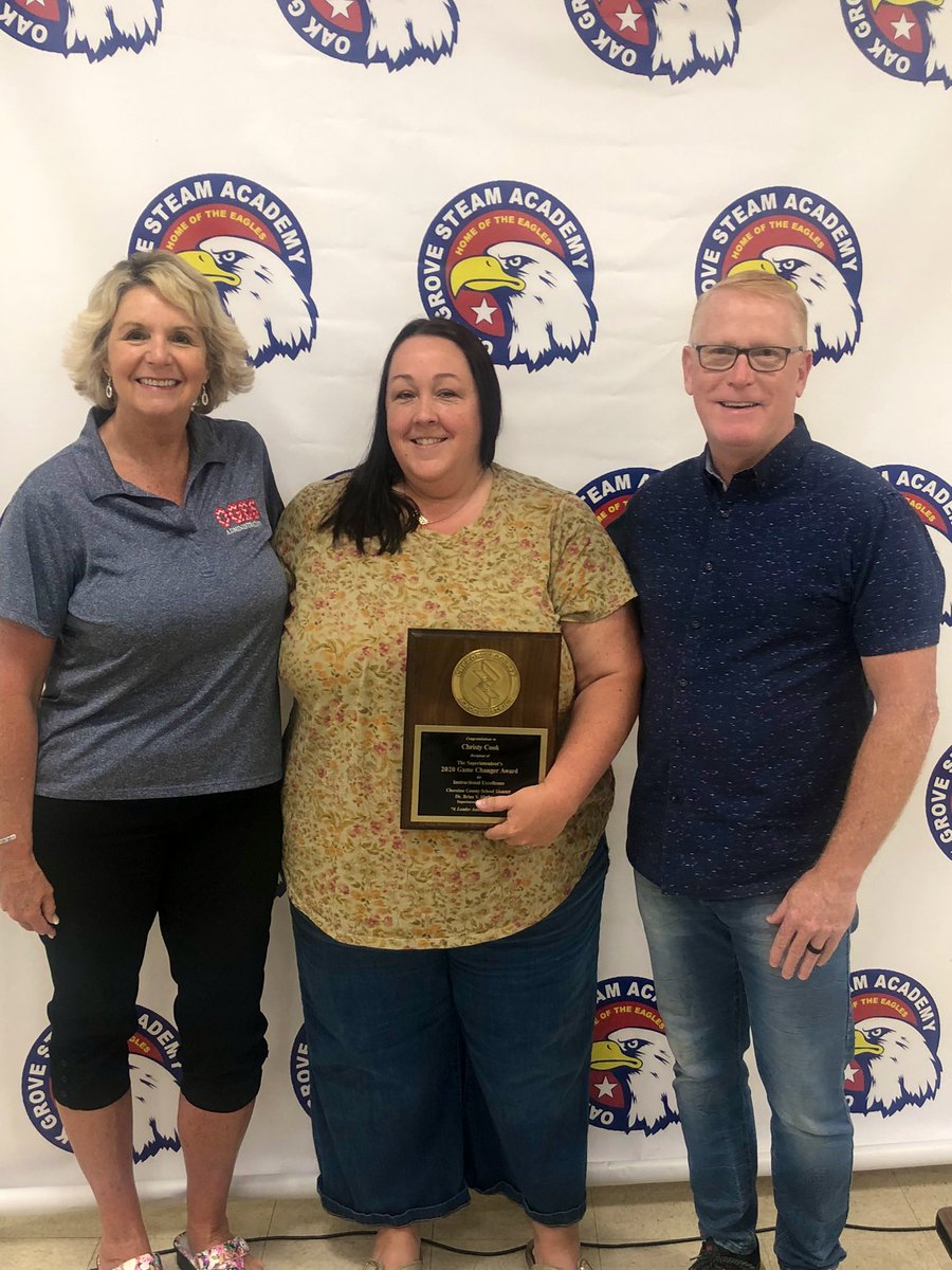 Congratulations to our very own Mrs. Cook ( follow her at <a href="/OakGroveSTEAM/">Christy Cook</a>) for winning the superintendent’s Game Changer Award for her work on launching and sustaining Oak Grove’s STEAM program! Such a well deserved honor.