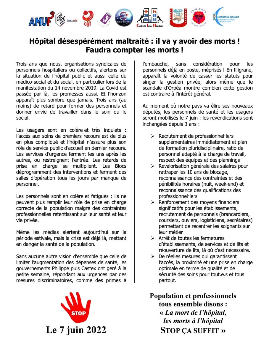 CgtSanteSocial's tweet image. 📣 Appel journée d'action unitaire