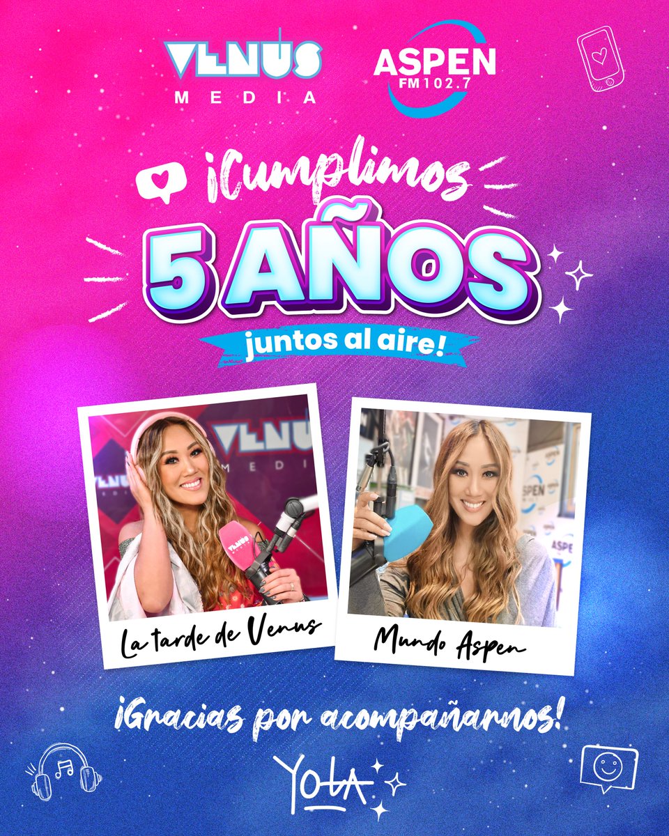 radioaspen1027's tweet photo. 🥳 #MundoAspen cumple 5 años de acompañarte todos los días con mucha información, los mejores clásicos de todos los tiempos y la energía característica de @yolandapark1 , algo que no sería posible sin nuestros queridos oyentes

💜 ¡Gracias por acompañarnos! https://t.co/y9OXq5Yvyn