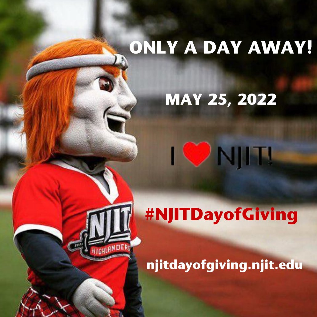 Highlanders, we are less than a day away from #NJITDayofGiving! More than 1,500 gifts during this 24-hour campaign will unlock $250,000 in Challenges from the Alumni Association of NJIT! Join us by making a gift and spreading the word. njitdayofgiving.njit.edu #NJITAlumni