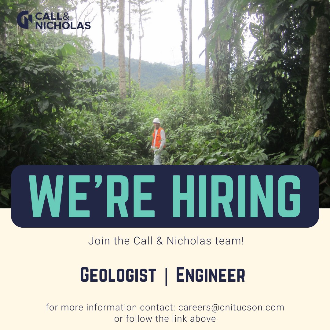cnitucson's tweet photo. We're hiring! Call &amp; Nicholas is looking for entry level engineers and geologists to join the CNI team. More information here: https://t.co/8Z13bKg8mg
Send your resume/CV to careers@cnitucson.com. https://t.co/LRGQ1QOyRL