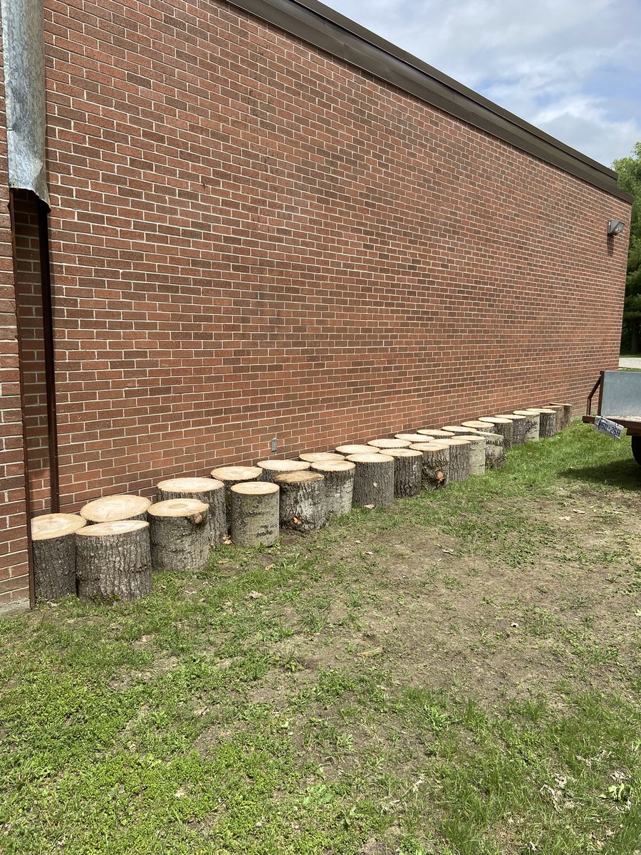 Big thanks to two of our Timberwolves, Ben and Charlie, for helping deliver tree stumps for our outdoor classroom!