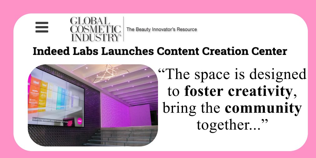 Indeed Labs (@indeedlabs) on Twitter photo ✨ICYMI our new Studio was featured on <a href="/GCI_Magazine/">Global Cosmetic Industry</a>!
Click here to read the full article: gcimagazine.com/brands-product… ✨ICYMI our new Studio was featured on <a href="/GCI_Magazine/">Global Cosmetic Industry</a>!
Click here to read the full article: gcimagazine.com/brands-product…