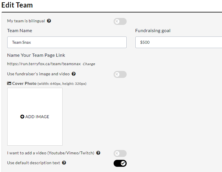TerryFoxTeams's tweet photo. Team Captain Tip #1: Personalize your Team Page! Share your story and a photo with your supporters - show them why you're participating in the Terry Fox Run this year. Click the Edit button in the top righthand corner to customize your Page.
#TeamsTuesday #TeamUpForTerry https://t.co/DnAWfAzSap