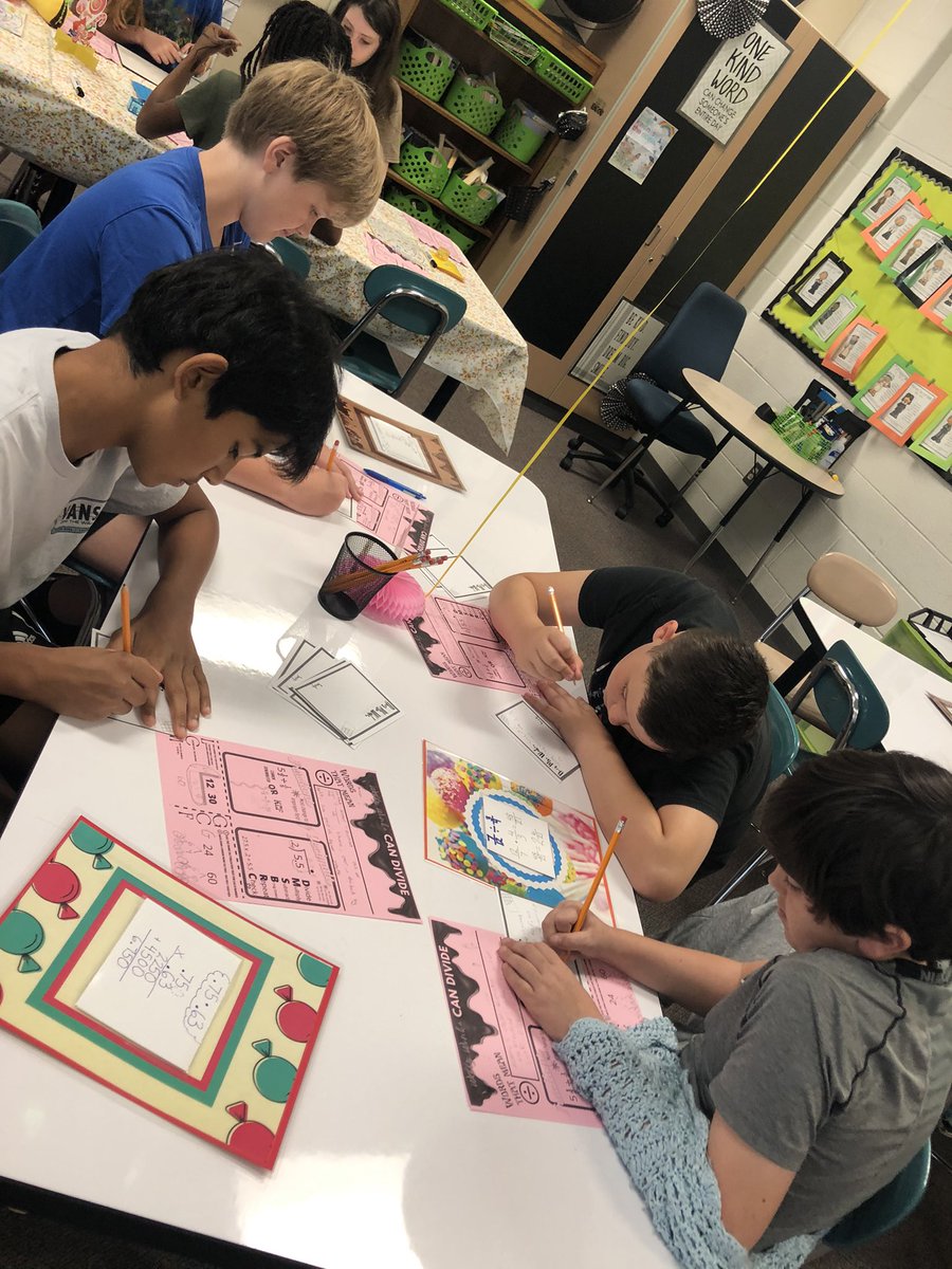 Today began our 6th grade EOG math boot camp!  Three days of hard work, review, and a splash of fun!  My room is Wonka-tastic!  🍬🍭 #dividingwithwilly <a href="/HollyRidgeMS/">HRMS</a>