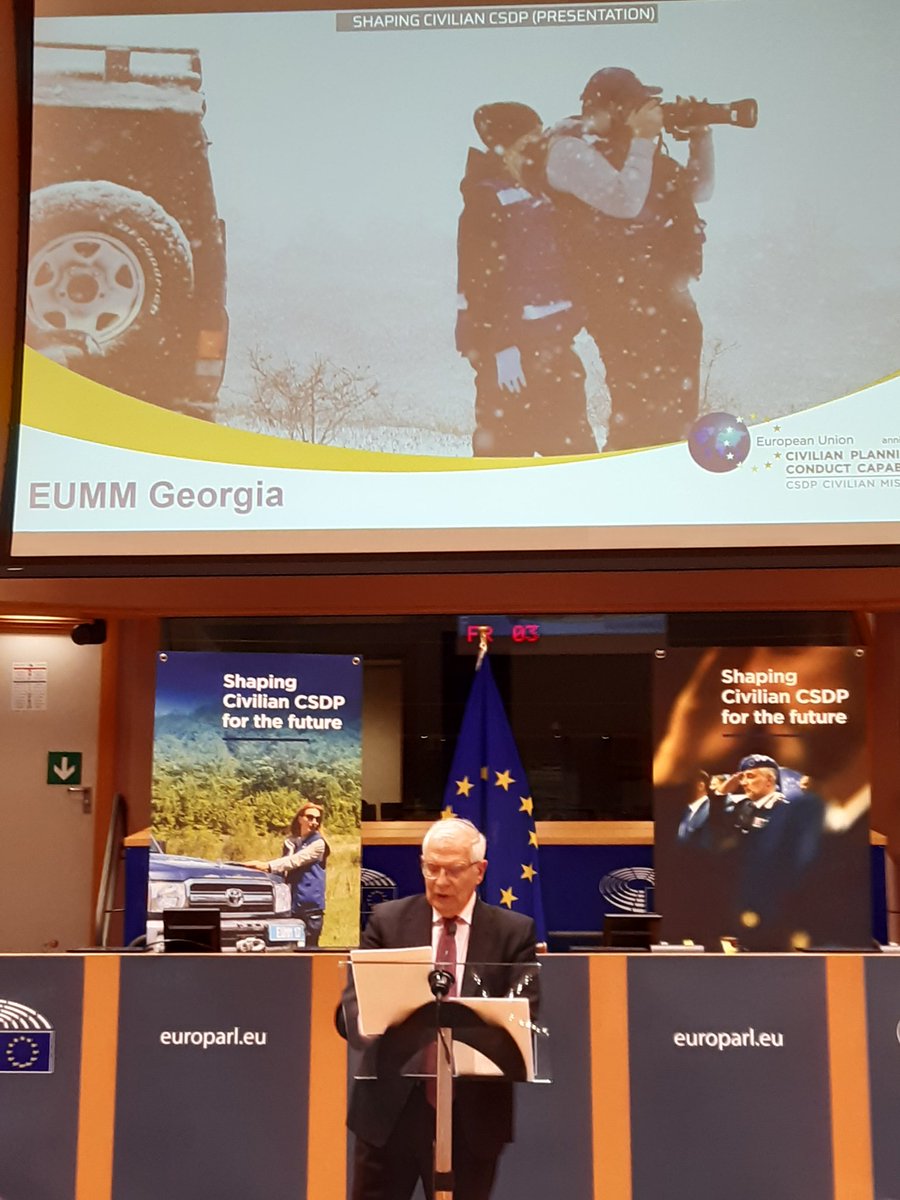 HR/VP <a href="/JosepBorrellF/">Josep Borrell Fontelles</a> speaking at today's High Level Conference "Shaping civilian CSDP for the future" that marked 15 years of Civilian Planning and Conduct Capability (CPCC). He described <a href="/EUMMGeorgia/">EU Monitoring Mission in Georgia</a> as "success story" of civilian CSDP. #15yearsCPCC.