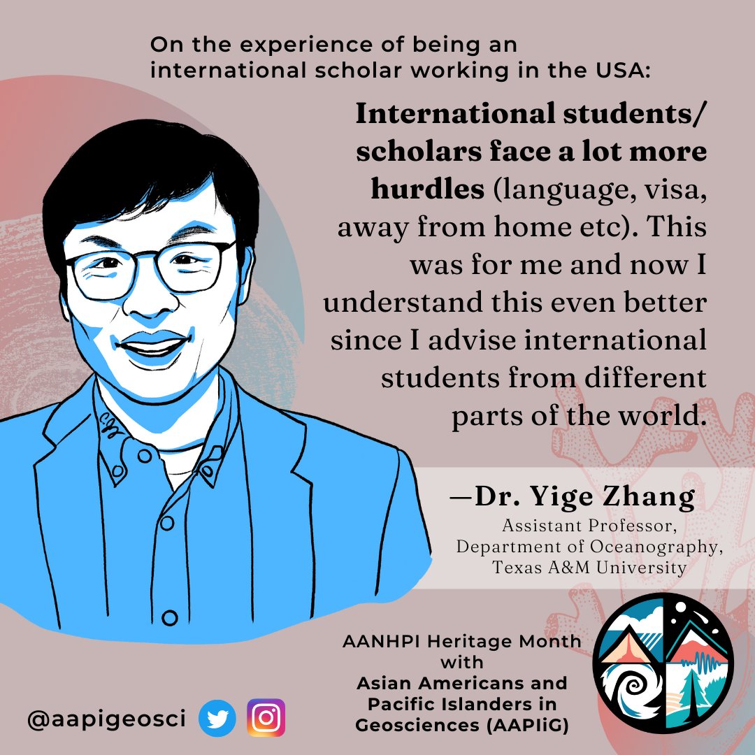 aapigeosci's tweet photo. Dr. Yige Zhang @ChemClimatology shares his experiences as an international scholar working in the USA.

Come &amp; join the conversation in our #AANHPI Heritage Month panel “International Scholars in Geosciences” on Fri 5/27 at 2 PM EDT/11 AM PDT. 

Register https://t.co/OLHyTiwGxm https://t.co/yHCjuojfbc