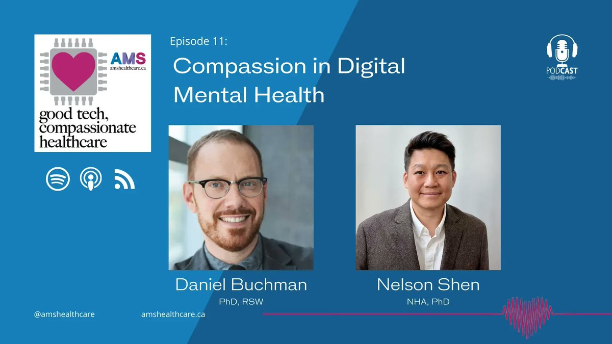 AMSHealthcare's tweet photo. “What does privacy mean to you? What does it mean to the patient?” Listen to @nelshen &amp; @DanielZBuchman discuss these questions on our podcast episode Compassion in Digital Mental Health https://t.co/CrVnd4cnoQ https://t.co/4JST3AodUq