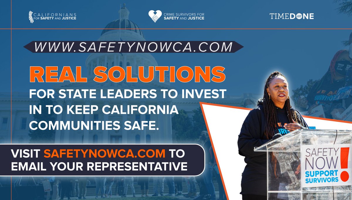 CA spending on victims services represents about 1% of what the state spends on prisons. This amounts to nearly 80 times more spending on prisons than actually helping victims.

Let’s demand #SafetyNow and urge for more help to victims!

Visit SAFETYNOWCA.COM for more!