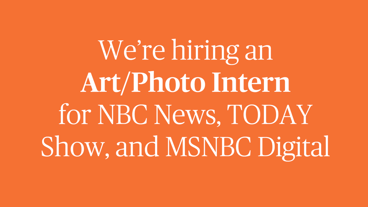 It's fall internship time! Photo, illustration, and design majors encouraged to apply. You'd get to work across @MSNBC, @NBCNews, and @TODAYshow Digital! Paid, remote, must be authorized to work in US, sophomore+. sjobs.brassring.com/TGnewUI/Search…
