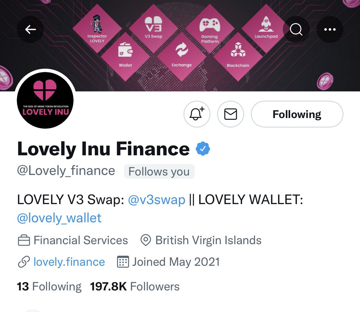 Congratulations Community 
Lovely Inu Verified now on Twitter🥳🥳

Let’s Spread Lovely Lovely Lovely 🥳🥳🥳🥳🥳🥳🥳🥳🥳🥳🥳🥳🥳🥳🥳🥳

#1000Xgems #BSCGems #BSCStation #Bitcoin   #BinanceSmartChain #altcoins #lovelyinu #lovelyinufinance #lovelyinuarmy #lovelyv3swap