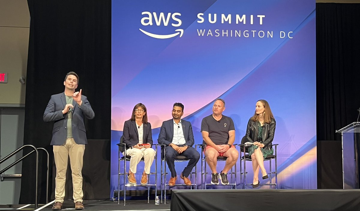cmcglew's tweet photo. @baqueMIB discussing how to modernize institutions with open source with @yahoo_pete, @GayanPeiris, and @RobynScott at #awssummit2022 @AWS_Gov https://t.co/IFASbPUMQS