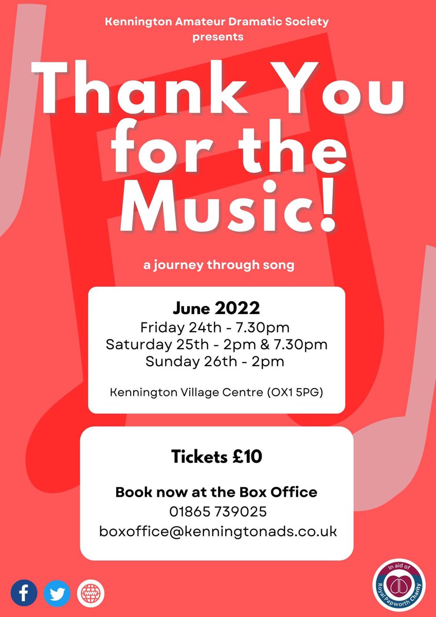 Tickets are on sale for our summer show, Thank You for the Music! £10 each  📞 call 01865 739025 to book 🎵⭐️ #Oxford #MusicalTheatre