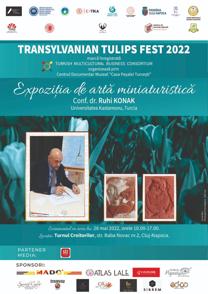 yeeromanya's tweet photo. 🇷🇴 Vă invităm la Festivalul Lalelelor din Transilvania, organizat la Cluj, pentru a cunoaște indeaproape Arta Tradițională Turcească a Miniaturilor alături de Ruhi Konak, specialist în acest domeniu.
@yeeorgtr https://t.co/BcCEfaMhKy