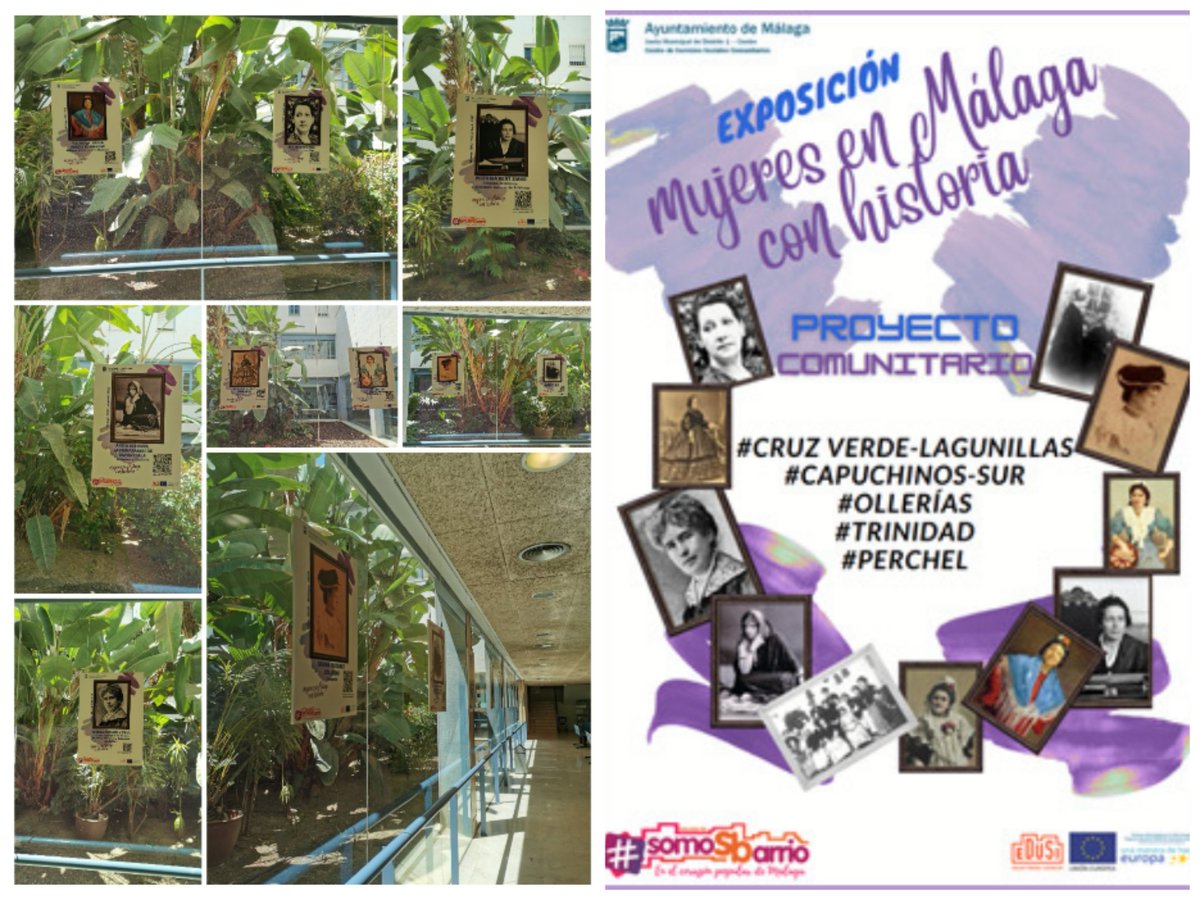 Exposición "Mujeres en Málaga con Historia" en <a href="/SaludVictoria/">Centro de Salud Victoria</a>, realizada por el equipo del Proyecto Comunitario de los Servicios Sociales de <a href="/malaga/">Ciudad de Málaga</a>. 22 mujeres que han nacido, vivido o participado en distintas zonas del proyecto  y que han hecho historia en Málaga Os esperamos