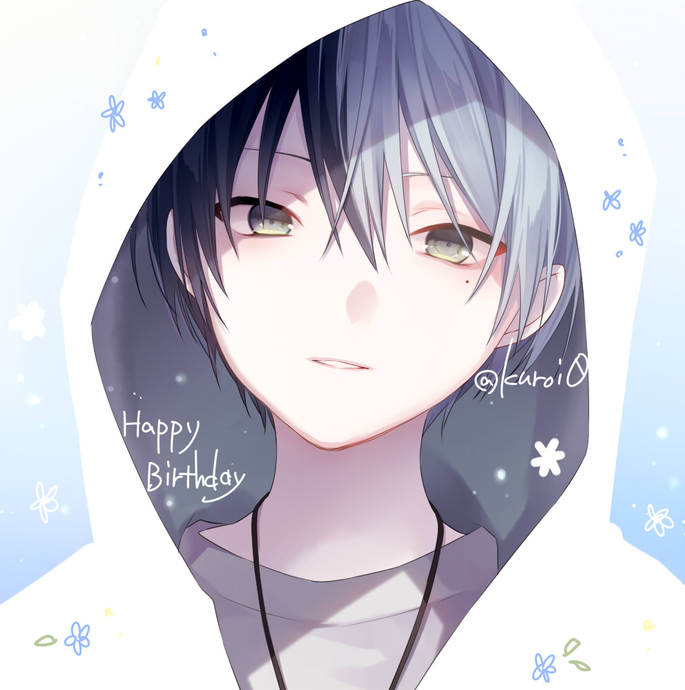 1boy male focus solo hood mole looking at viewer happy birthday  illustration images