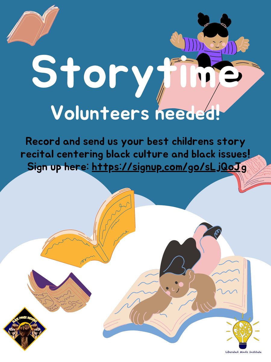 BPI_Cincy's tweet photo. We need volunteers for our Storytime to record and send us your best children's storybook reading revolved around black culture and diverse storytelling. Sign up here: https://t.co/sTR6X5TqhI
#BLM #BPI #Storytime #nonprofit #returnthepower https://t.co/ysXmJpGKiU