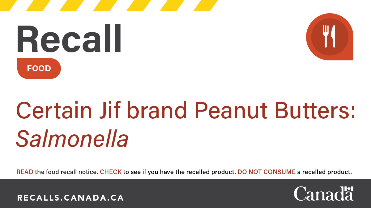 Twitterএ Canadian Food Inspection Agency "Certain Jif brand Peanut