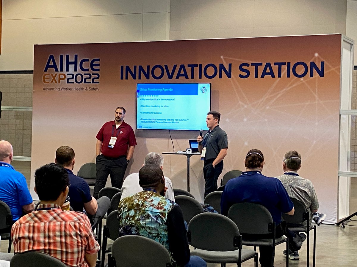 TSIIncorporated's tweet photo. We're kicking off day #2 at AIHce in Nashville! Yesterday, TSI's Jason Rutz and Logan Myers presented on silica monitoring at the Innovation Station. Visit us at Booth #825 to learn how we can help you gain the data insight for workplace safety and compliance.
#AIHce https://t.co/17Q9ywcrxo
