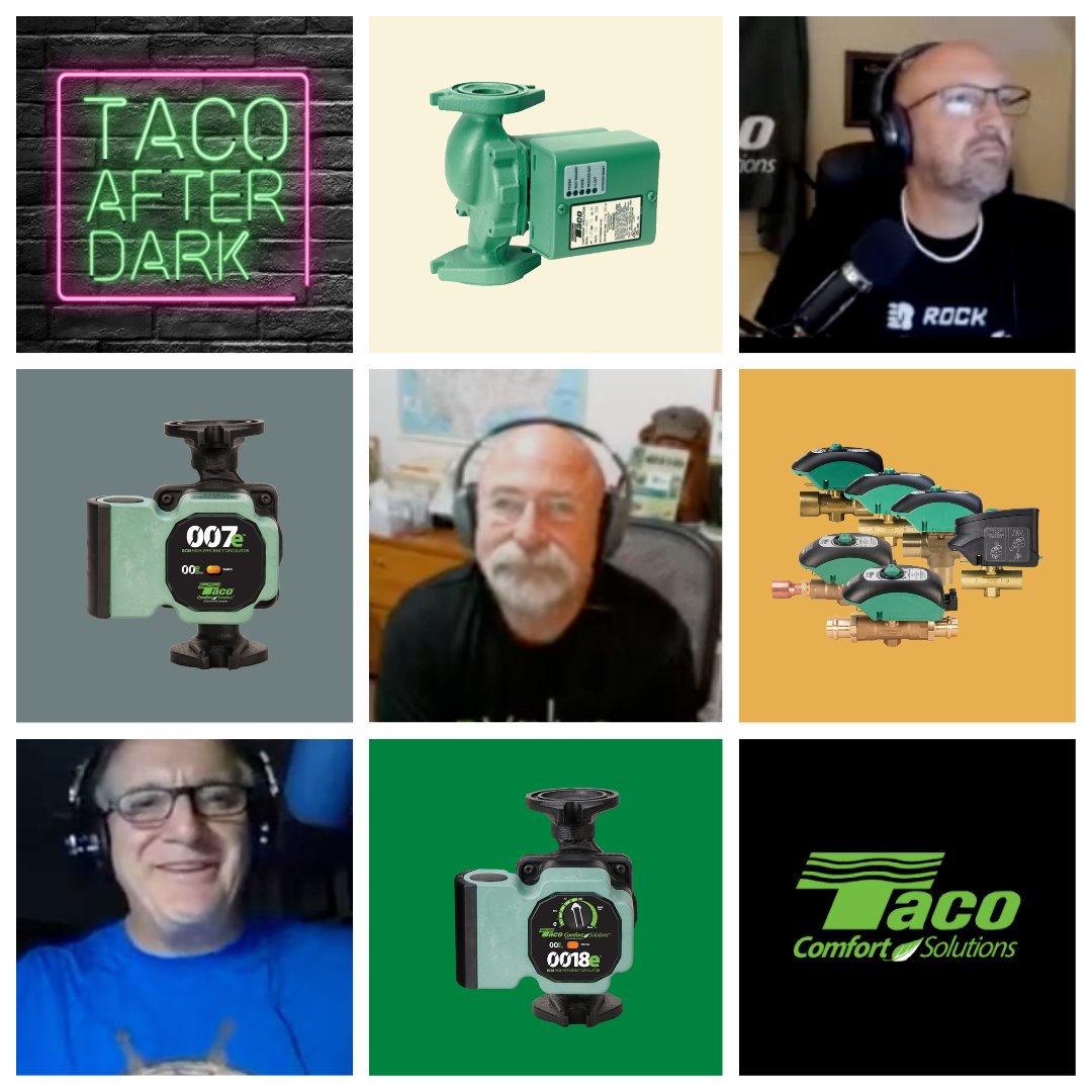 TacoComfort's tweet photo. Join us May 24 &amp; 25 for this weeks edition of Taco After Dark!: https://t.co/lsaCGA6Akb...

🟢  Part 5: Zone Pumps, Zone Valves &amp; The Great Debate – May 24 | 6 PM PDT

🟢  Part 6: The Truth About Variable Speed Circulators; What They Do and Don’t Do – May 25 | 7 PM EDT https://t.co/XV4eh1h6b9