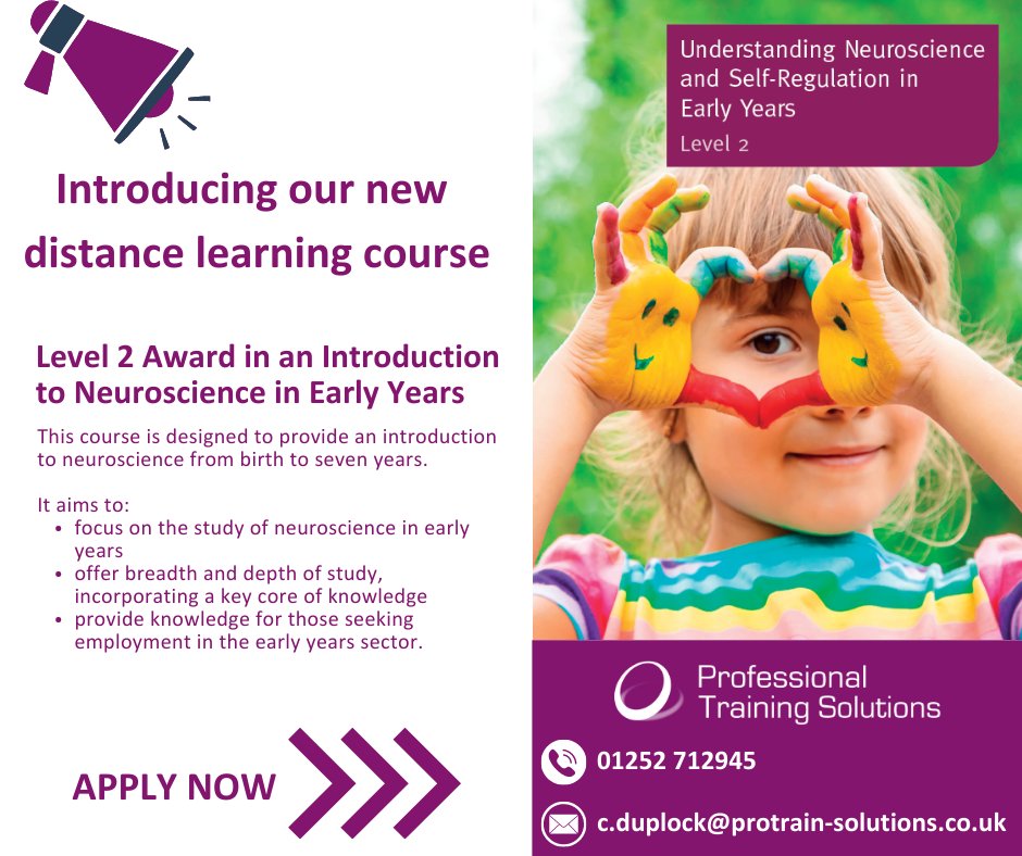 protrainuk's tweet image. 📢 Our first cohort of learners is underway with our newest Level 2 distance learning course for the Early Years sector.

For the full course details and to enquire please visit 👇

ow.ly/8JRy50J91KE

#level2course #earlyyearstraining #neuroscience #fullyfundedtraining